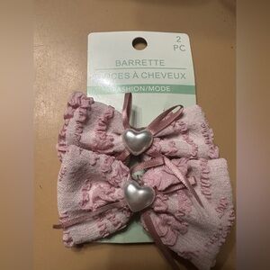 Bow hair clips valentines hearts pink hair clips set of 2 girls women’s pink